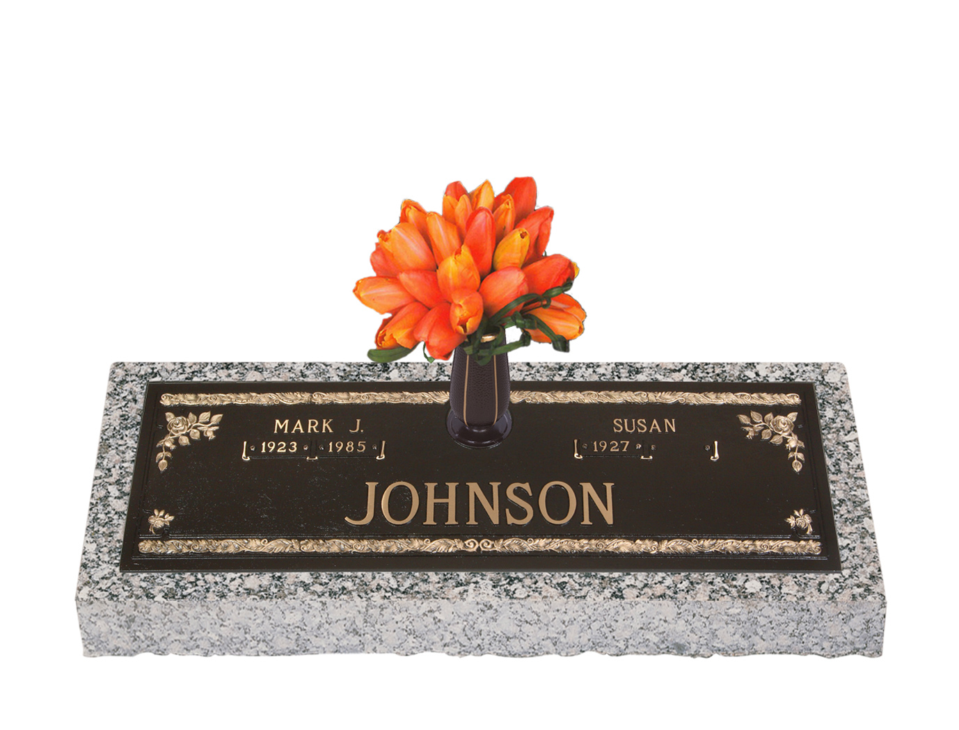 Abbey Rose Companion Bronze Grave Marker With Vase LoveMarkers